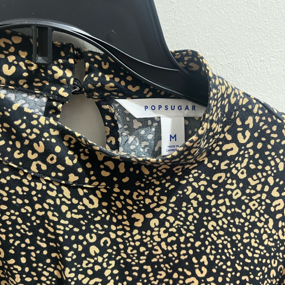 Popsugar Black and Gold Patterned Top